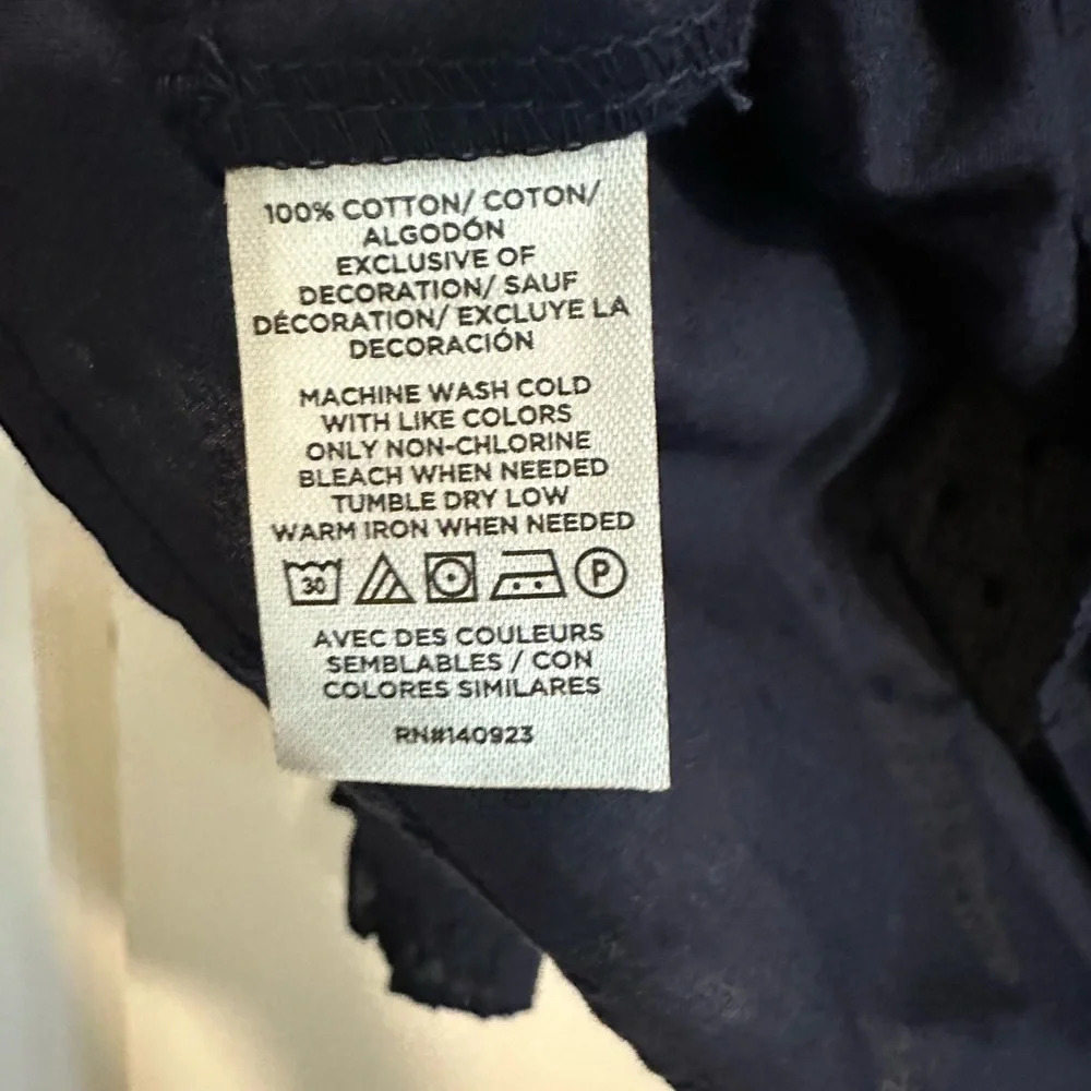 NWT Small Loft Navy Long Sleeve Cotton Blouse - Picture 4 of 5